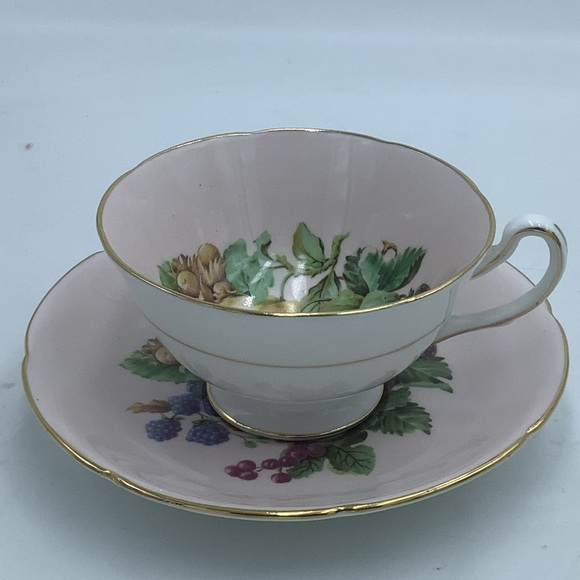 Royal Grafton England Strawberry Pale Pink Bone China Teacup and Saucer - Picture 2 of 10